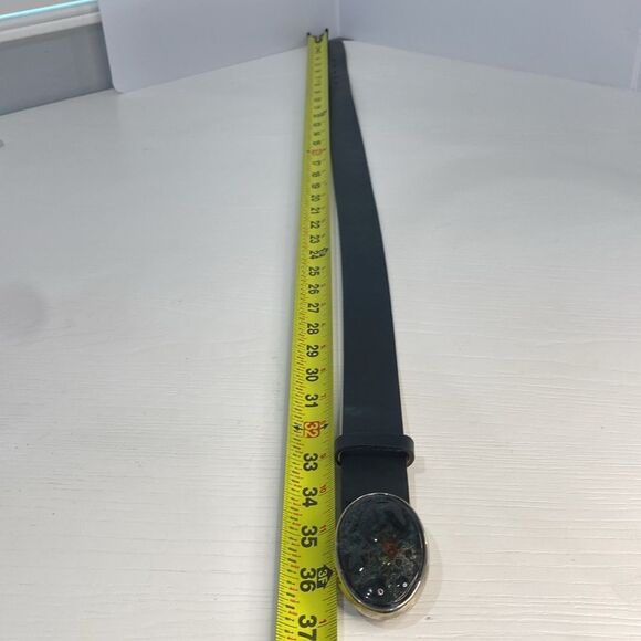 Qualheim Bollorini Italy Black Genuine Leather Bubble Glass Belt Size Small - Picture 11 of 14